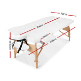 Zenses Massage Table 70cm Portable 3 Fold Wooden Beauty Bed White - Front View