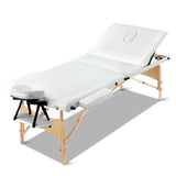 Zenses Massage Table 70cm Portable 3 Fold Wooden Beauty Bed White - Low Angle