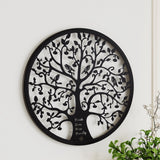 Artiss Metal Wall Art Hanging Sculpture Home Decor Leaf Tree of Life Round Frame - Close-Up Angle