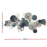 Artiss Metal Wall Art Hanging Sculpture 132cm Home Decor Leaf Circles Blue - Front View