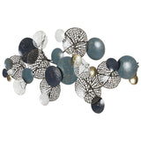 Artiss Metal Wall Art Hanging Sculpture 132cm Home Decor Leaf Circles Blue - Side View