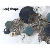 Artiss Metal Wall Art Hanging Sculpture 132cm Home Decor Leaf Circles Blue - 45-Degree Angle