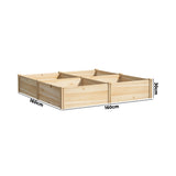 Livsip Garden Bed Set of 4 Raised Wooden Planter 80x80x30cm - Side View