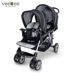 Veebee Doubletake Tandem Twin Infant Pram - Silverado