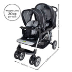 Veebee Doubletake Tandem Twin Infant Pram - Silverado