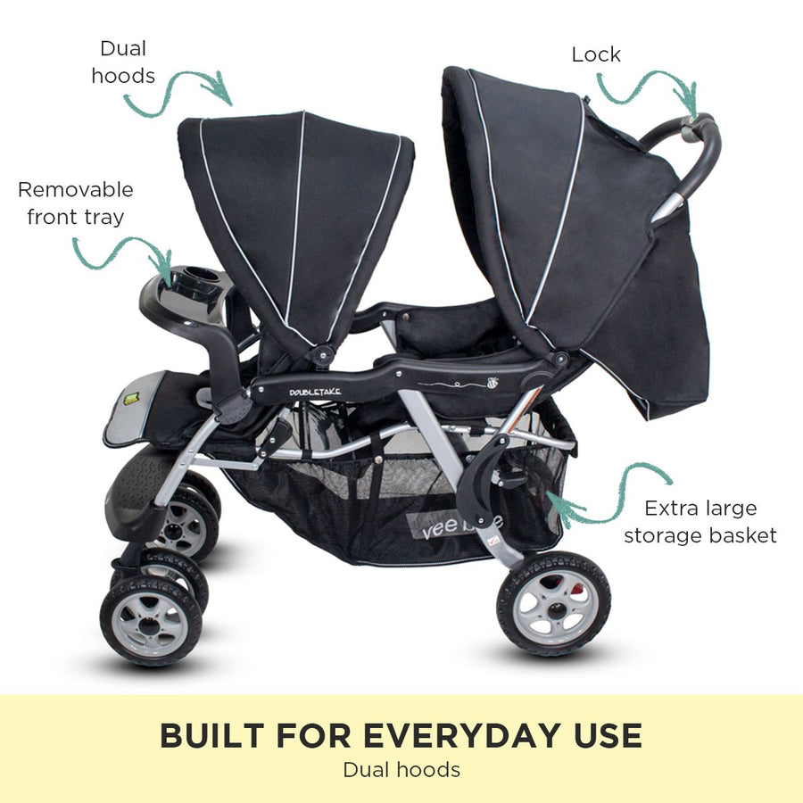 Veebee Doubletake Tandem Twin Infant Pram - Silverado