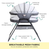 Baby Inc Sonno Bassinet Infant Crib Foldable Cot Sleeper Mattress Grey - Top-Down View