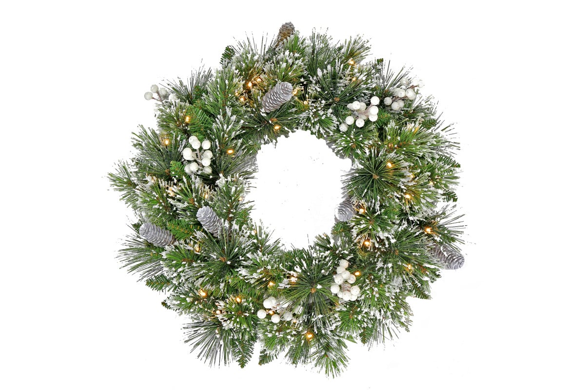 Christmas Wreath with Lights- 61cm Bryson Pine
