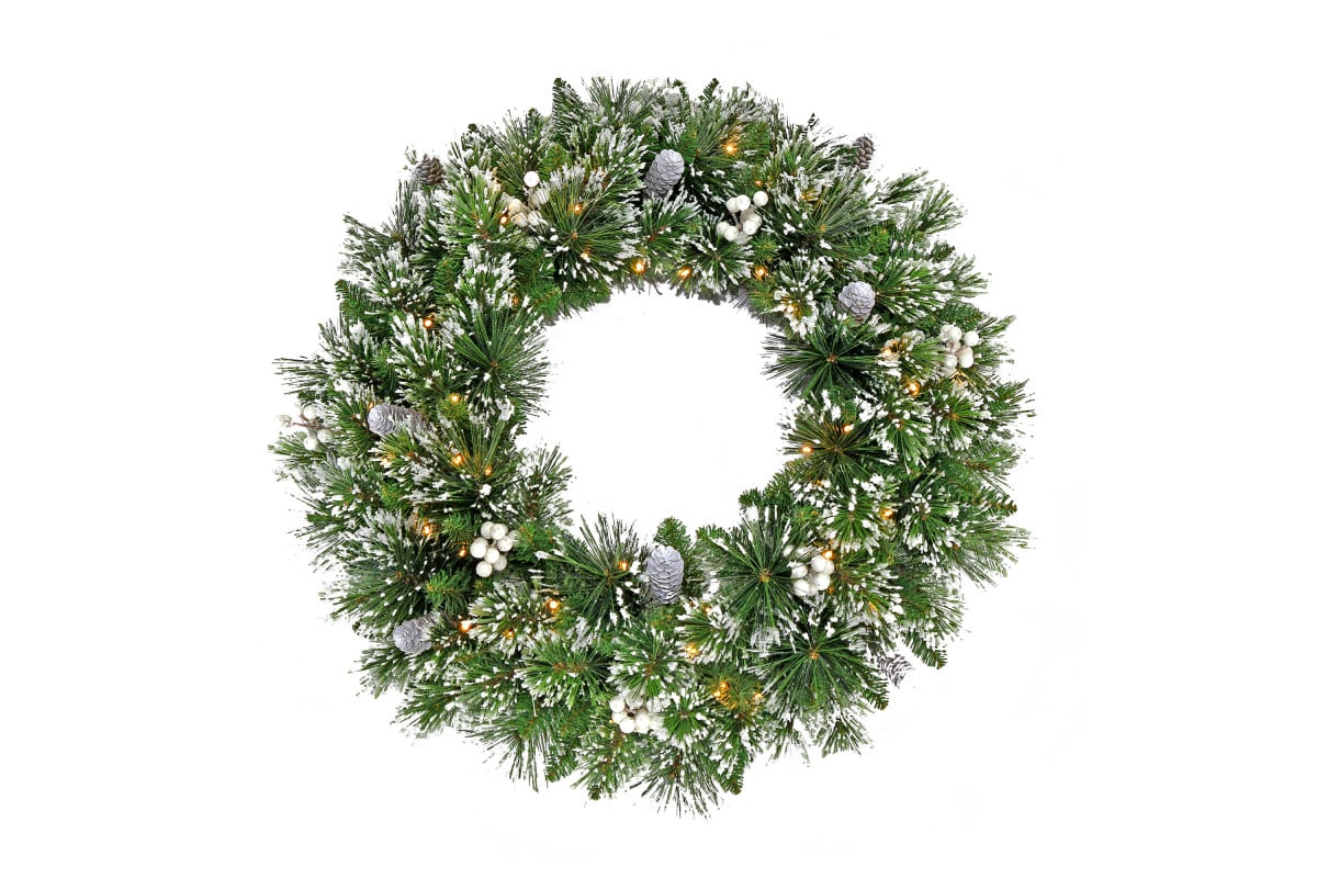 Christmas Wreath with Lights- 76cm Bryson Pine