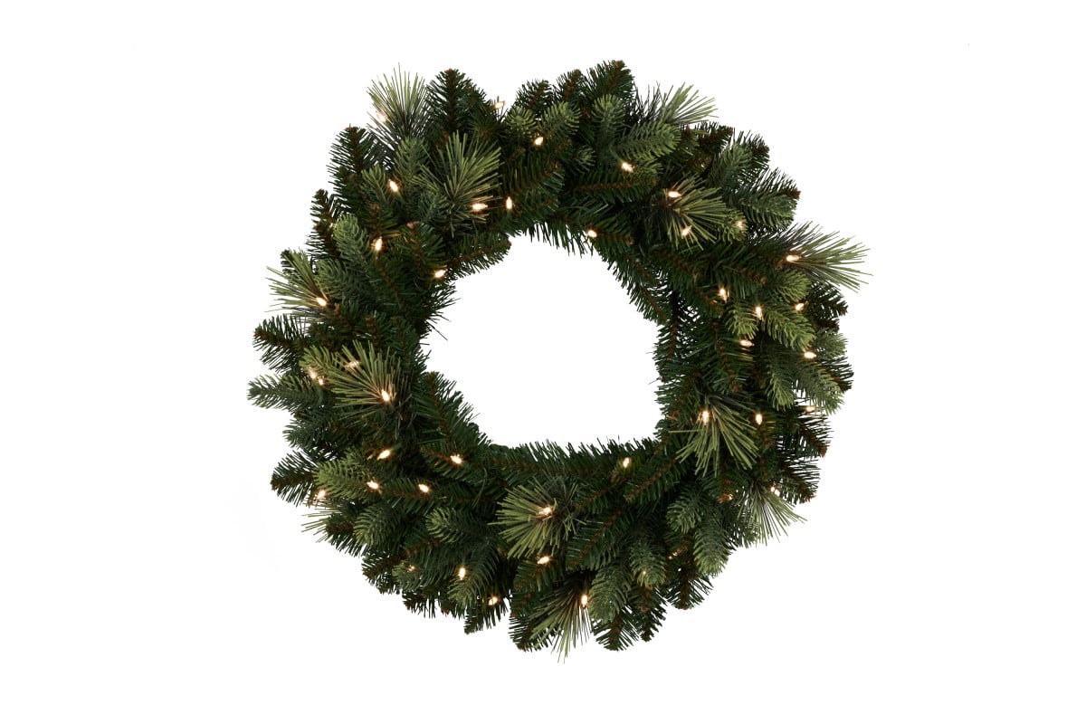 Christmas Wreath with Lights - 61cm Carolina Pine