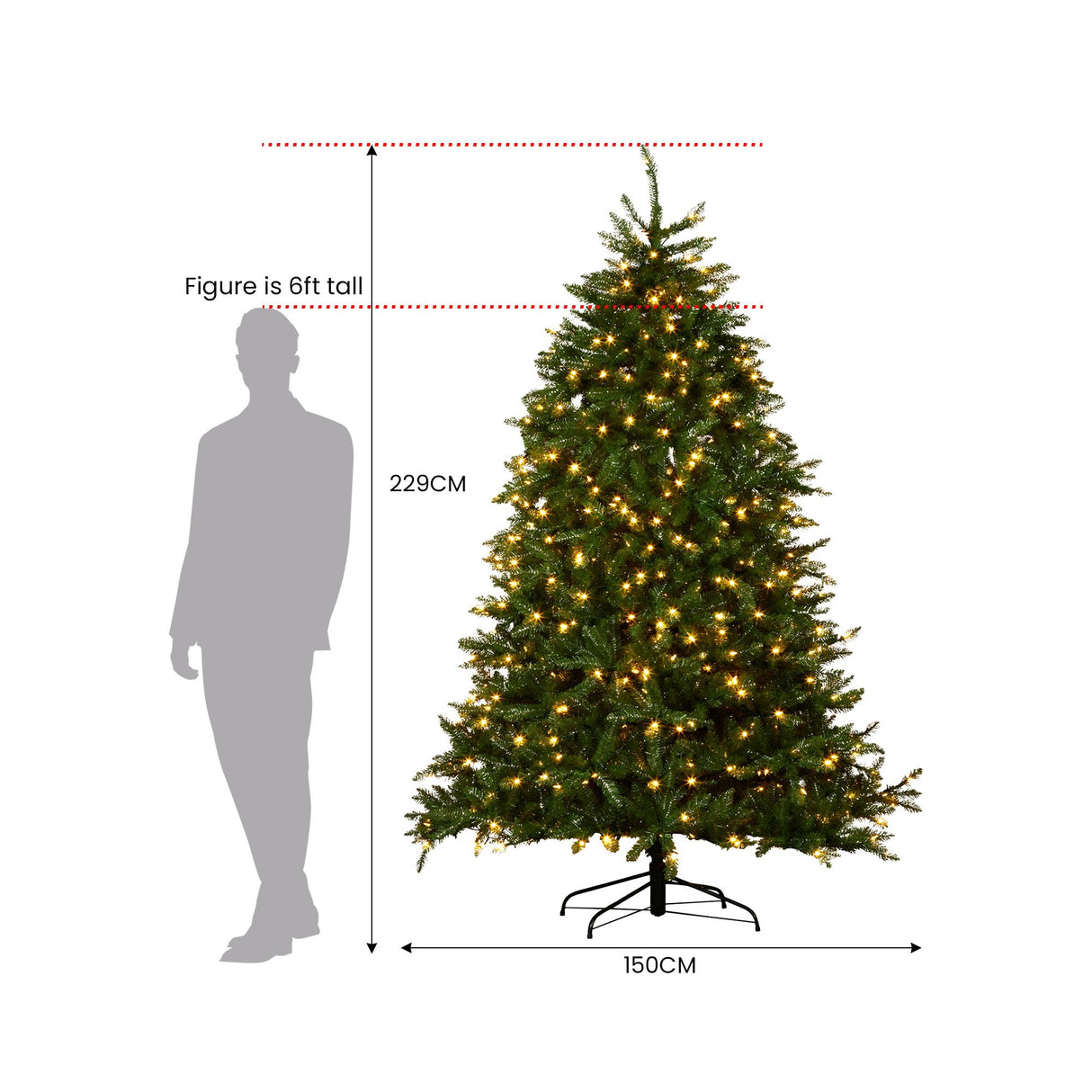 National Tree Company 2.3m Dunhill Shimmer Fir Pre-Lit Christmas Tree