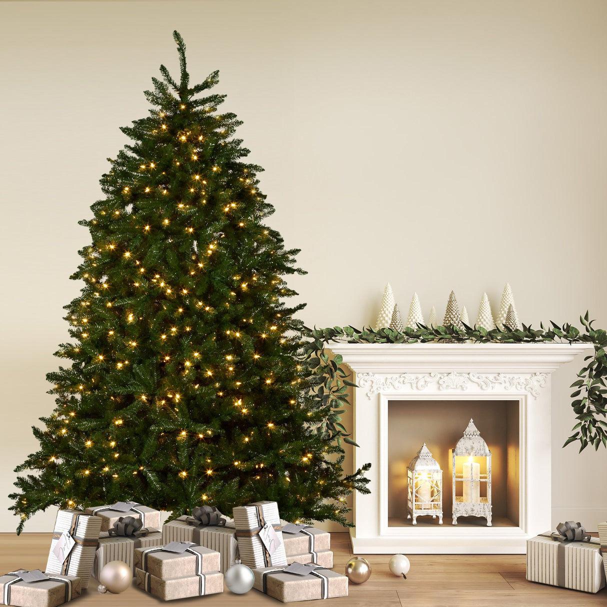 National Tree Company 2.3m Dunhill Shimmer Fir Pre-Lit Christmas Tree