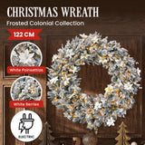 National Tree Company Frosted Colonial Pre-Lit Christmas Wreath - 122cm - Side View