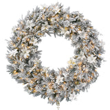 National Tree Company Frosted Colonial Pre-Lit Christmas Wreath - 122cm