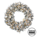 National Tree Company Frosted Colonial Pre-Lit Christmas Wreath - 122cm - Front View