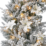 National Tree Company Frosted Colonial Pre-Lit Christmas Wreath - 122cm