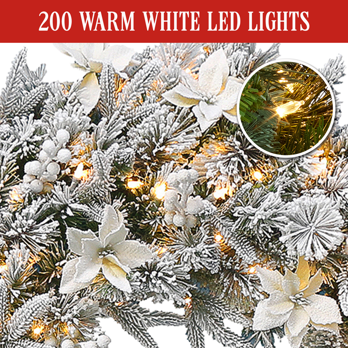 National Tree Company Frosted Colonial Pre-Lit Christmas Wreath - 122cm