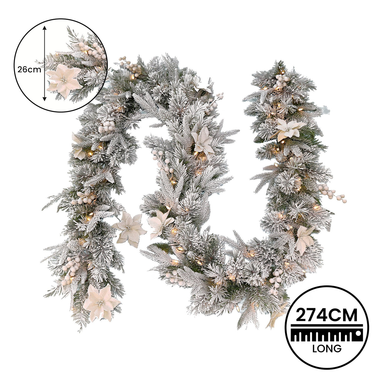 National Tree Company Frosted Colonial Christmas Garland - 274cm