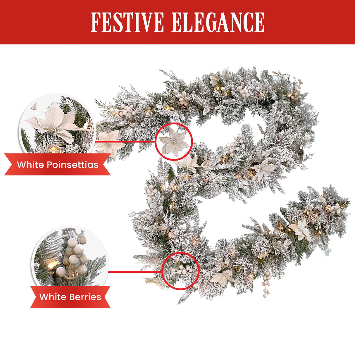 National Tree Company Frosted Colonial Christmas Garland - 274cm
