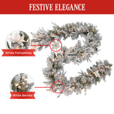National Tree Company Frosted Colonial Christmas Garland - 274cm - Rear View