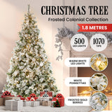 National Tree Company 1.8m Frosted Colonial Prelit Christmas Tree - Side View