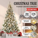 National Tree Company 2.3m Frosted Colonial Prelit Christmas Tree - Side View