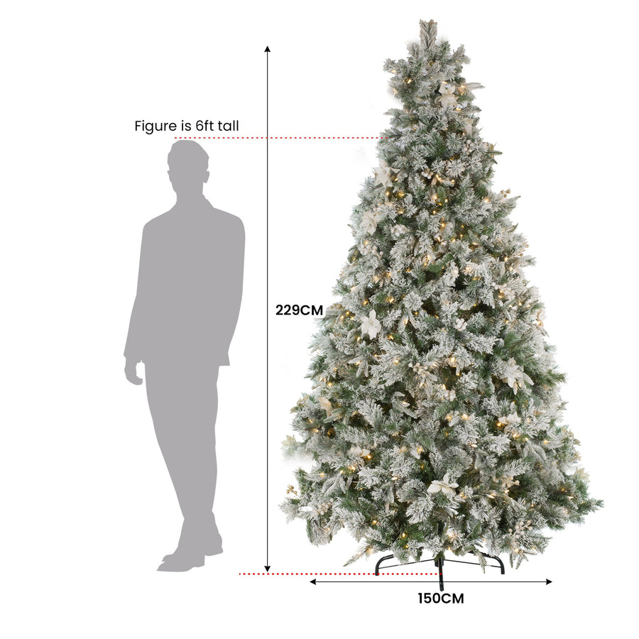 National Tree Company 2.3m Frosted Colonial Prelit Christmas Tree