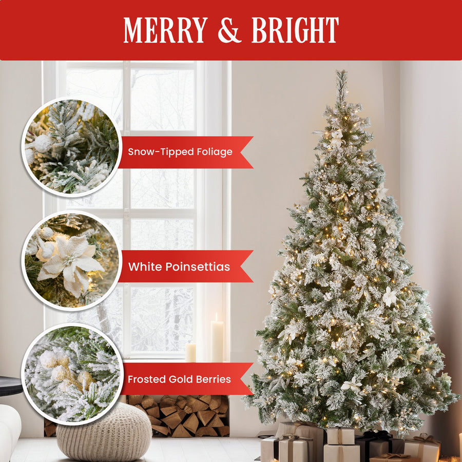 National Tree Company 2.3m Frosted Colonial Prelit Christmas Tree
