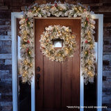 National Tree Company Snowy Bedford Christmas Garland - 274cm - Low Angle