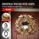 National Tree Company Snowy Bedford Christmas Wreath - 61cm - Front View