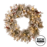 National Tree Company Snowy Bedford Christmas Wreath - 61cm - Top-Down View