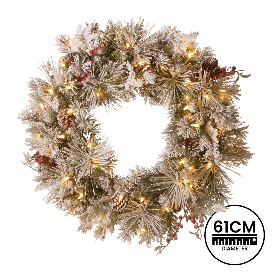 National Tree Company Snowy Bedford Christmas Wreath - 61cm