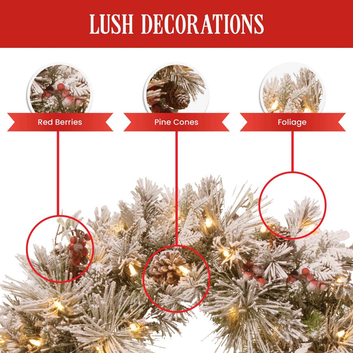 National Tree Company Snowy Bedford Christmas Wreath - 61cm