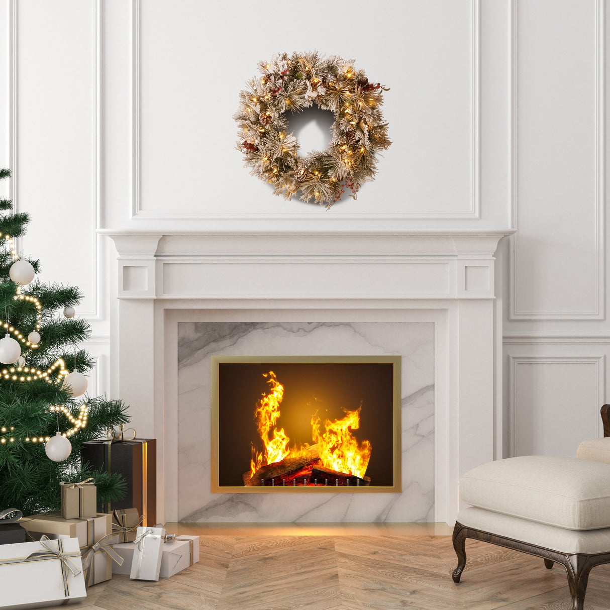 National Tree Company Snowy Bedford Christmas Wreath - 61cm