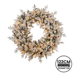 National Tree Company 122cm Snowy Dorchester Pre-Lit Christmas Wreath