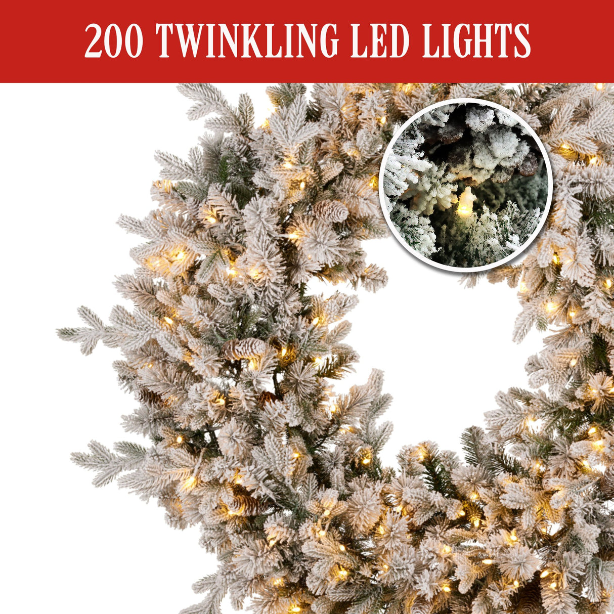 National Tree Company 122cm Snowy Dorchester Pre-Lit Christmas Wreath