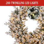 National Tree Company 122cm Snowy Dorchester Pre-Lit Christmas Wreath