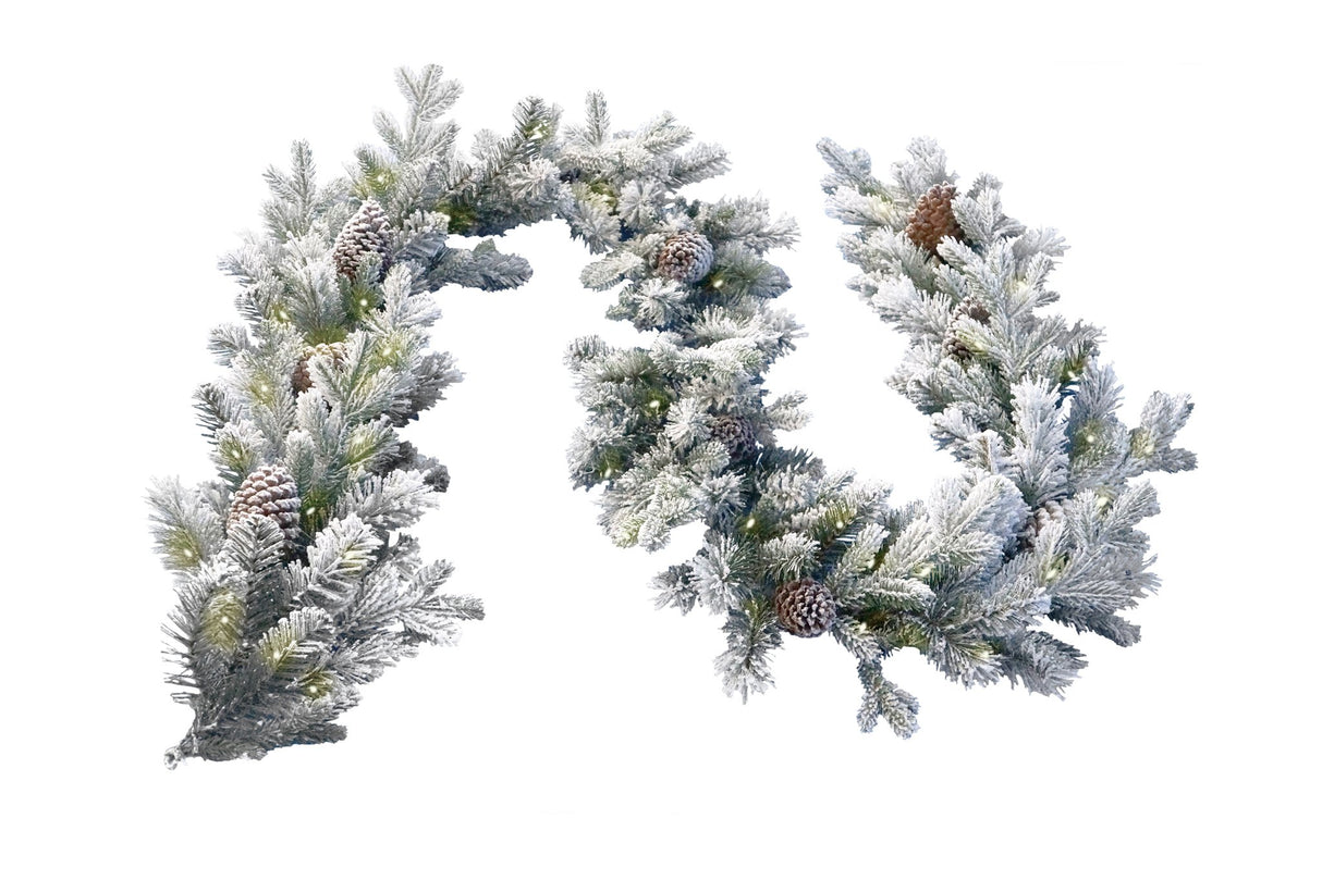 Christabelle Christmas Garland with Lights - Battery Operated 274cm Snowy Dorchester