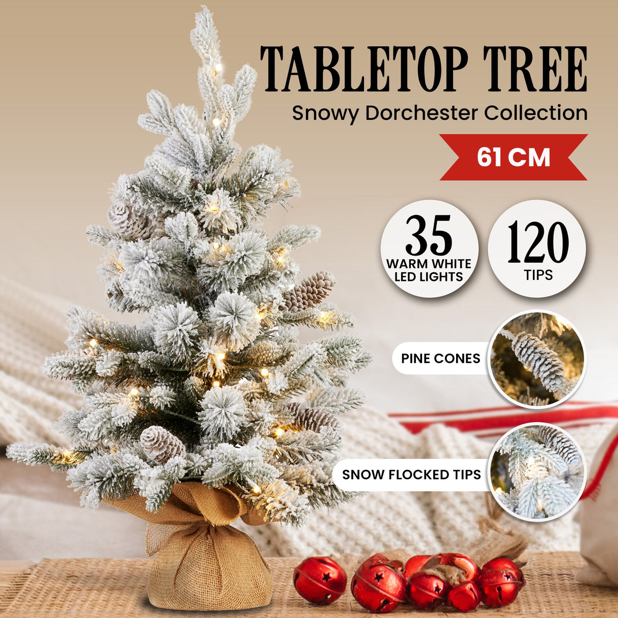 National Tree Company 61cm Snowy Dorchester Tabletop Prelit Christmas Tree