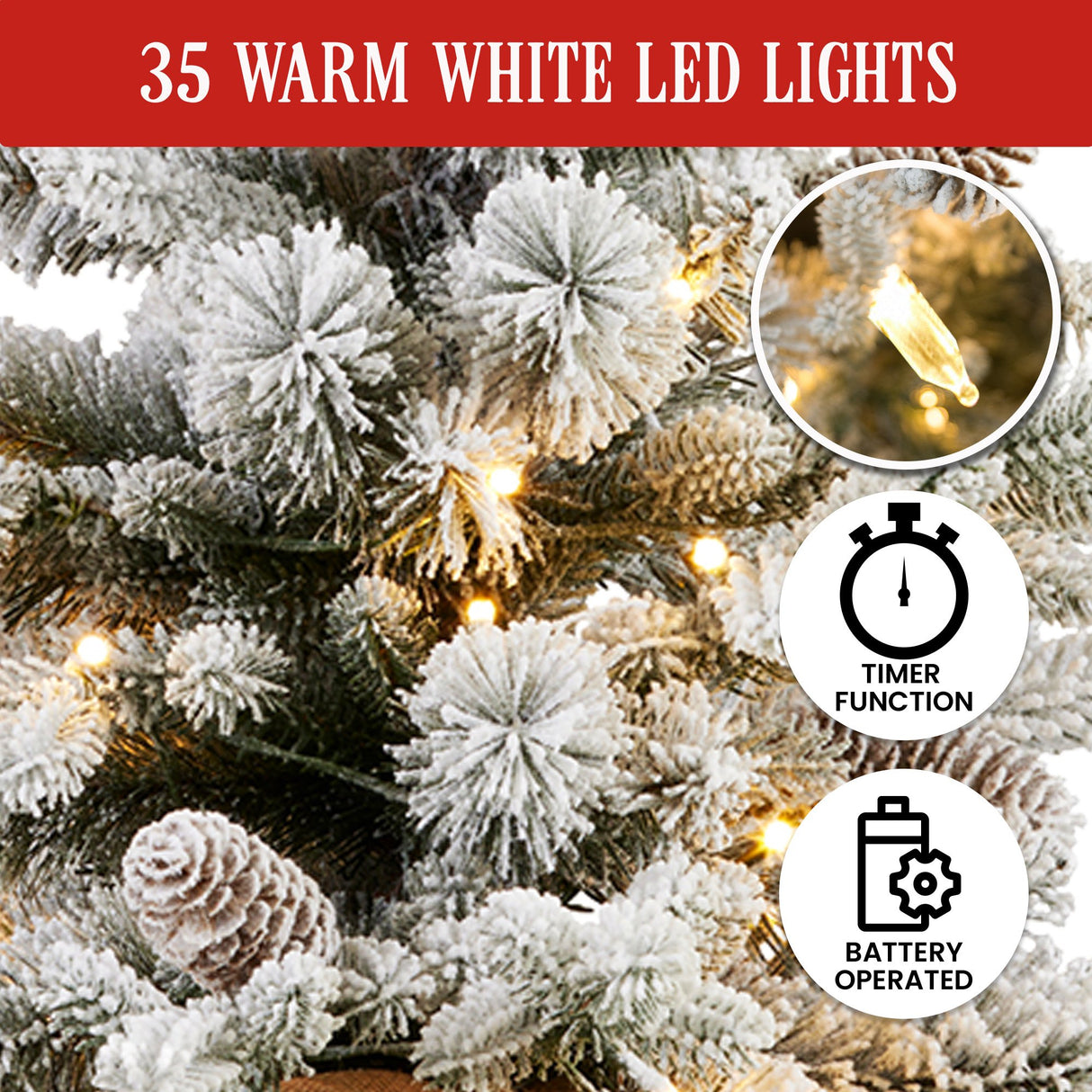 National Tree Company 61cm Snowy Dorchester Tabletop Prelit Christmas Tree