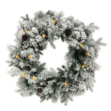 Christabelle Christmas Wreath with Lights - 61cm Snowy Dorchester