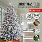 Christabelle 9ft Christmas Tree with Twinkle Lights- Snowy Dorchester