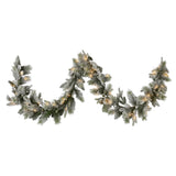 National Tree Company 274cm Pre Lit Snowy Stamford Spruce Battery Operated Christmas Garland w/ - Top-Down View