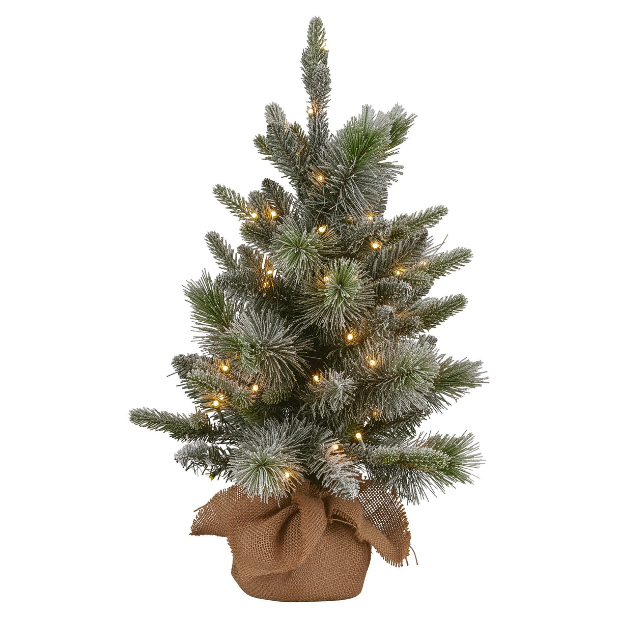 National Tree Company 61cm Pre-Lit Snowy Stamford Spruce Battery-Operated Mini Christmas Tree M