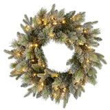 National Tree Company 61cm  Pre Lit Snowy Stamford Spruce Battery Operated Christmas Wreath w/L