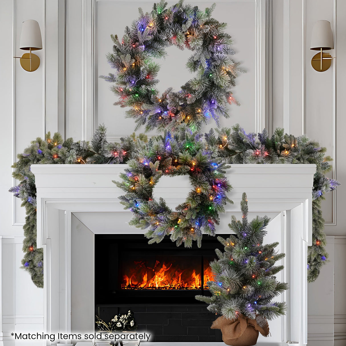 National Tree Company 61cm Pre Lit Snowy Stamford Spruce Battery Operated Christmas Wreath w/L
