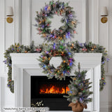 National Tree Company 61cm Pre Lit Snowy Stamford Spruce Battery Operated Christmas Wreath w/L