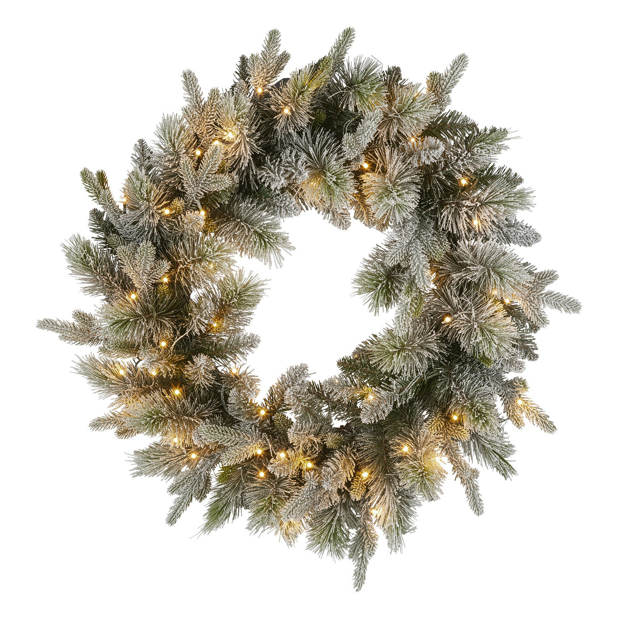 National Tree Company 76cm Pre Lit Snowy Stamford Spruce Battery Operated Christmas Wreath w/LE