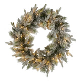 National Tree Company 76cm Pre Lit Snowy Stamford Spruce Battery Operated Christmas Wreath w/LE