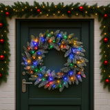 National Tree Company 76cm Pre Lit Snowy Stamford Spruce Battery Operated Christmas Wreath w/LE